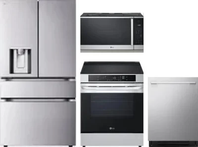 4 Piece Package Includes Refrigerator, Range, Microwave And Dishwasher