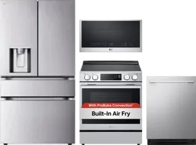 4 Piece Package Includes Refrigerator, Range, Microwave And Dishwasher
