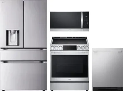 4 Piece Package Includes Refrigerator, Range, Microwave And Dishwasher