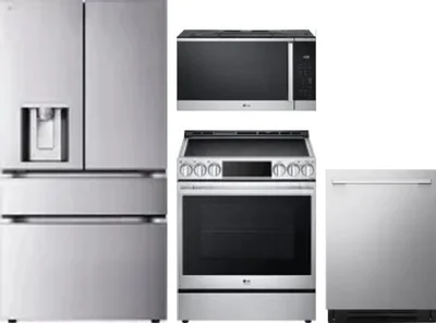 4 Piece Package Includes Refrigerator, Range, Microwave And Dishwasher