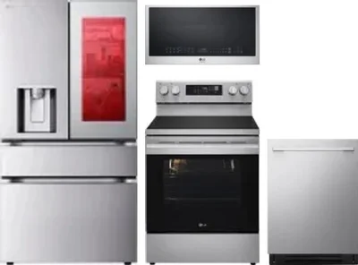 4 Piece Package Includes Refrigerator, Range, Microwave And Dishwasher
