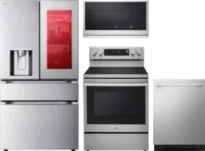 4 Piece Package Includes Refrigerator, Range, Microwave And Dishwasher