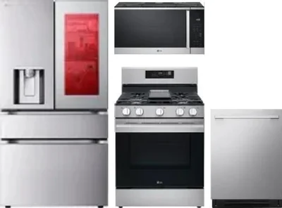 4 Piece Package Includes Refrigerator, Range, Microwave And Dishwasher