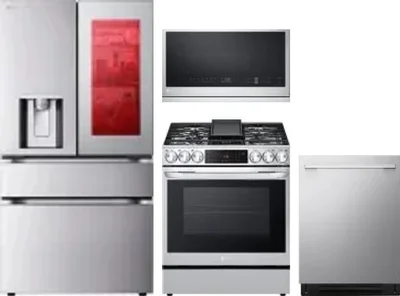 4 Piece Package Includes Refrigerator, Range, Microwave And Dishwasher