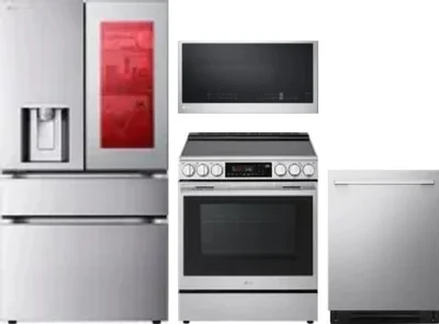 4 Piece Package Includes Refrigerator, Range, Microwave And Dishwasher