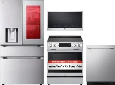 4 Piece Package Includes Refrigerator, Range, Microwave And Dishwasher