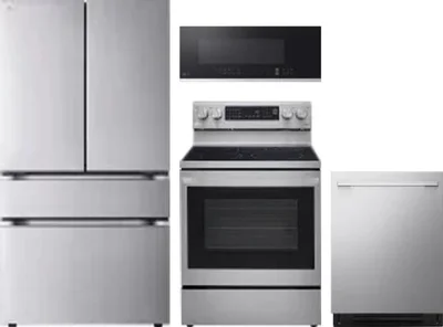 4 Piece Package Includes Refrigerator, Range, Microwave And Dishwasher