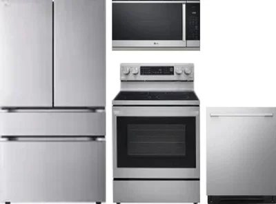 4 Piece Package Includes Refrigerator, Range, Microwave And Dishwasher