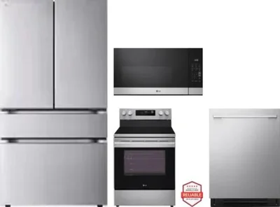 4 Piece Package Includes Refrigerator, Range, Microwave And Dishwasher