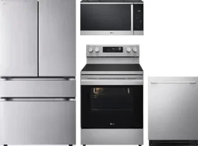 4 Piece Package Includes Refrigerator, Range, Microwave And Dishwasher