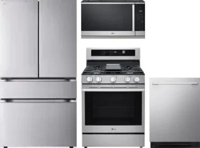 4 Piece Package Includes Refrigerator, Range, Microwave And Dishwasher