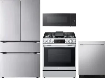 4 Piece Package Includes Refrigerator, Range, Microwave And Dishwasher