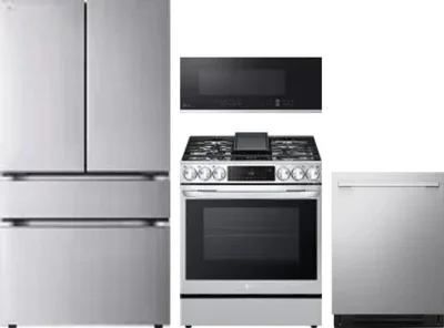4 Piece Package Includes Refrigerator, Range, Microwave And Dishwasher