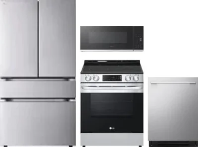 4 Piece Package Includes Refrigerator, Range, Microwave And Dishwasher