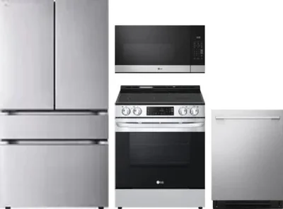 4 Piece Package Includes Refrigerator, Range, Microwave And Dishwasher