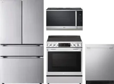 4 Piece Package Includes Refrigerator, Range, Microwave And Dishwasher