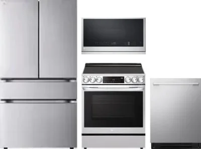 4 Piece Package Includes Refrigerator, Range, Microwave And Dishwasher