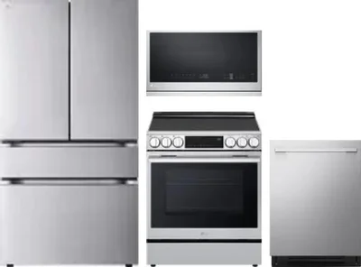 4 Piece Package Includes Refrigerator, Range, Microwave And Dishwasher