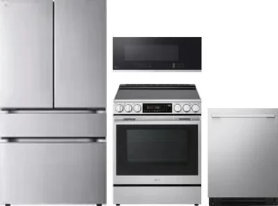 4 Piece Package Includes Refrigerator, Range, Microwave And Dishwasher