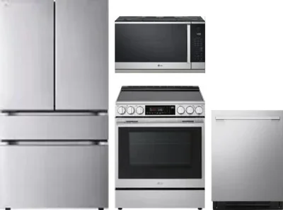 4 Piece Package Includes Refrigerator, Range, Microwave And Dishwasher