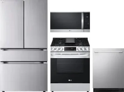 4 Piece Package Includes Refrigerator, Range, Microwave And Dishwasher