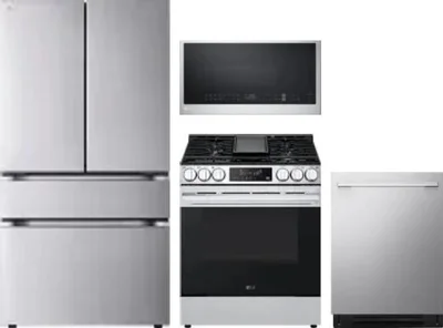 4 Piece Package Includes Refrigerator, Range, Microwave And Dishwasher