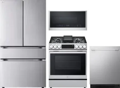 4 Piece Package Includes Refrigerator, Range, Microwave And Dishwasher