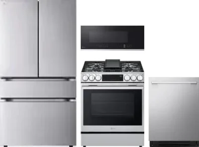 4 Piece Package Includes Refrigerator, Range, Microwave And Dishwasher
