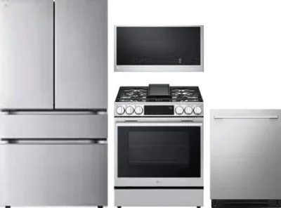4 Piece Package Includes Refrigerator, Range, Microwave And Dishwasher