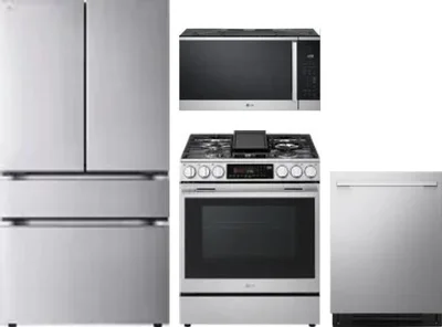 4 Piece Package Includes Refrigerator, Range, Microwave And Dishwasher