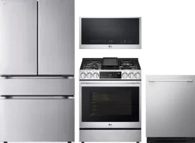 4 Piece Package Includes Refrigerator, Range, Microwave And Dishwasher