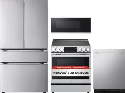 4 Piece Package Includes Refrigerator, Range, Microwave And Dishwasher