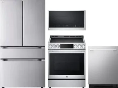 4 Piece Package Includes Refrigerator, Range, Microwave And Dishwasher