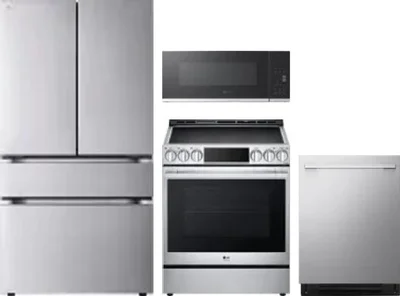 4 Piece Package Includes Refrigerator, Range, Microwave And Dishwasher
