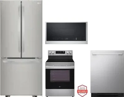 4 Piece Package Includes Refrigerator, Range, Microwave And Dishwasher