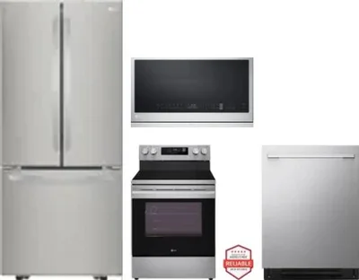 4 Piece Package Includes Refrigerator, Range, Microwave And Dishwasher