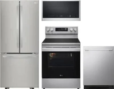 4 Piece Package Includes Refrigerator, Range, Microwave And Dishwasher