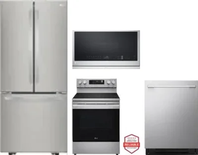 4 Piece Package Includes Refrigerator, Range, Microwave And Dishwasher