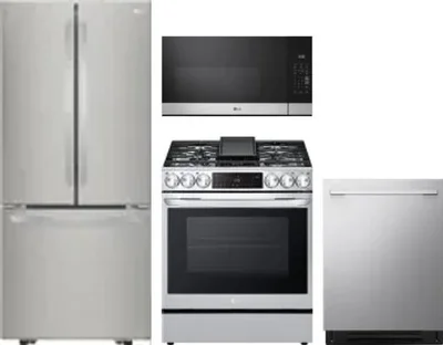 4 Piece Package Includes Refrigerator, Range, Microwave And Dishwasher