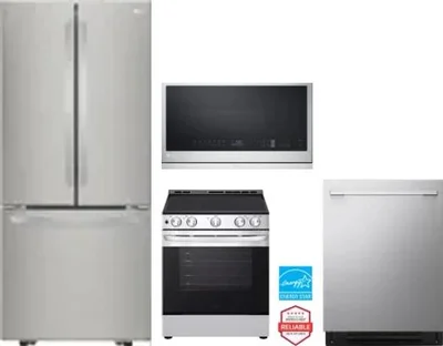 4 Piece Package Includes Refrigerator, Range, Microwave And Dishwasher