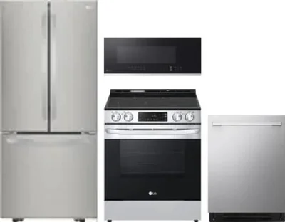 4 Piece Package Includes Refrigerator, Range, Microwave And Dishwasher