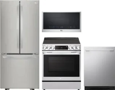 4 Piece Package Includes Refrigerator, Range, Microwave And Dishwasher