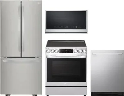 4 Piece Package Includes Refrigerator, Range, Microwave And Dishwasher