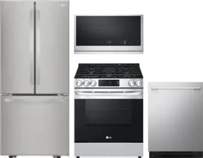 4 Piece Package Includes Refrigerator, Range, Microwave And Dishwasher