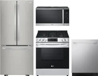 4 Piece Package Includes Refrigerator, Range, Microwave And Dishwasher