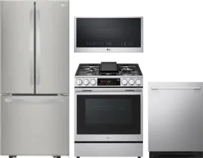 4 Piece Package Includes Refrigerator, Range, Microwave And Dishwasher