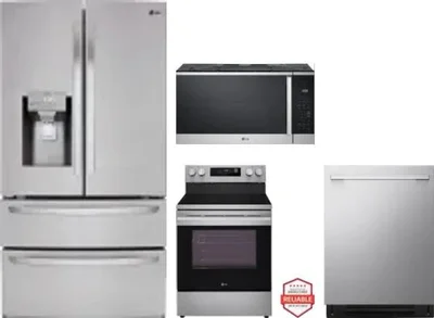 4 Piece Package Includes Refrigerator, Range, Microwave And Dishwasher