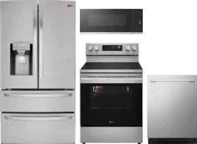 4 Piece Package Includes Refrigerator, Range, Microwave And Dishwasher