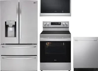 4 Piece Package Includes Refrigerator, Range, Microwave And Dishwasher