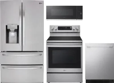 4 Piece Package Includes Refrigerator, Range, Microwave And Dishwasher